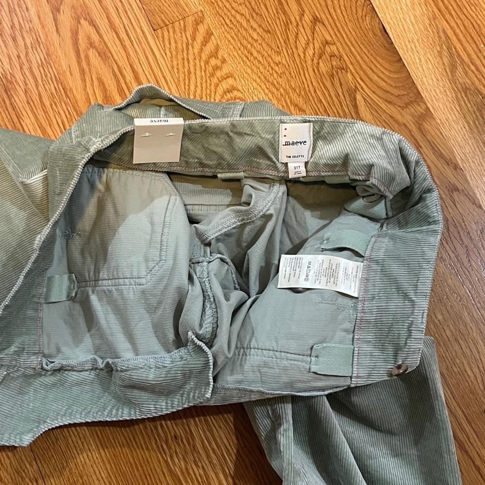 Anthropologie Colette Scallop Pocket Corduroy Crop Wide-Leg Size 31 Tall NWT - Picture 9 of 11